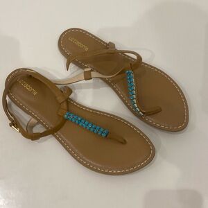 Liz Claiborne brown/blue gem sandals